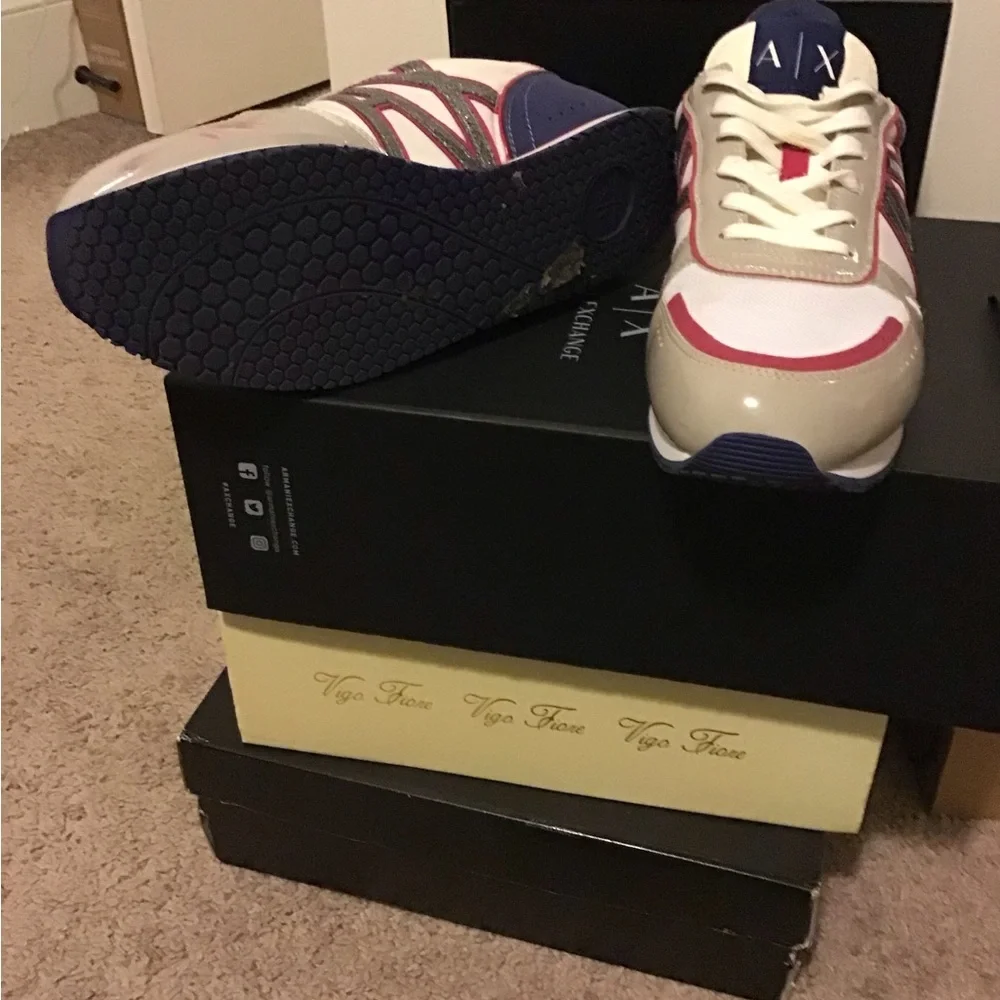 Armani Exchange woman’s pink , tan and blue Sneakers - Picture 3 of 3